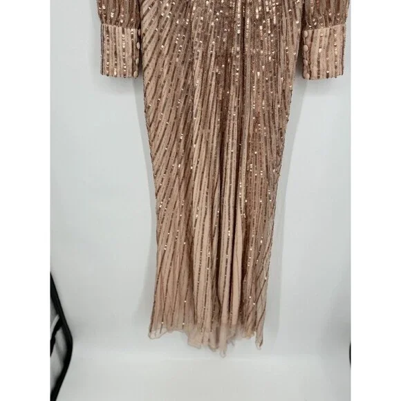 Mac Duggal Women's Size 12 Cooper Formal Evening Dress Long Sleeve, NWT Sequin